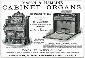 Hire: Advert for Mason's & Hamlin's cabinet organs 1877