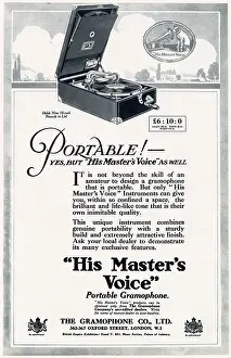 Gramophones: Advert for His Master's Voice - Portable Gramophone 1925