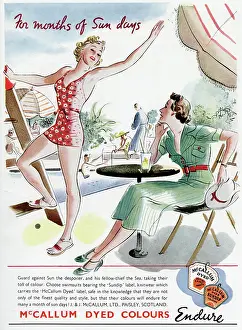 Swimsuits: Advert for McCallum colour dyes 1937