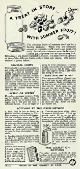 Preserving: Advert for The Ministry of Food 1945