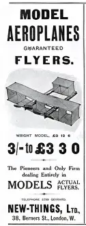 Guaranteed: Advert for Model Aeroplanes 1909
