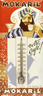 Thermometer: Advertisement for Mokaril coffee