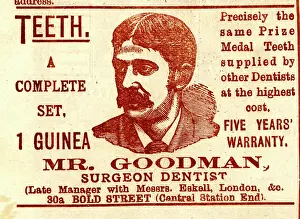Guinea: Advert, Mr Goodman, Surgeon Dentist, dentures