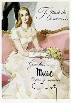 Ballgown: Advert for Muse fragrance 1948