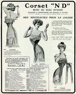 Corsetry: Advert for N D Eynede Paris corsetmarker 1909