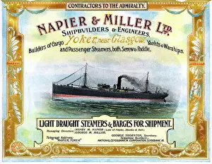 Steamers: Advert, Napier & Miller Ltd, Shipbuilders, Yoker, Glasgow