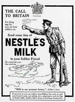 Advert for Nestle's tin milk 1915