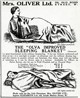 Molton: Advert for the Olva sleeping blanket, WW1