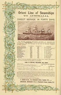 Steamships: Advert, Orient Line of Steamships to Australia