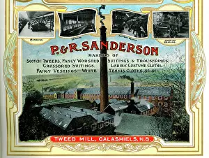 Sanderson: Advert, P & R Sanderson, Tweed Mill, Galashiels, Scotland