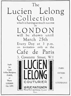 Lelong: Advert for the Paris couturier Lucien Lelong for