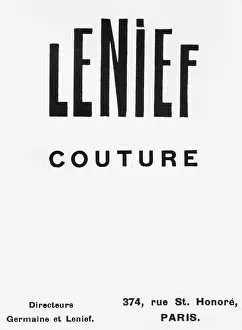 Couturiers: Advert for the Parisian couturier Lenief, Paris, 1925