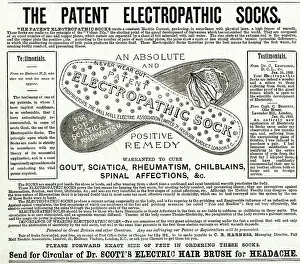 Voltaic: Advert for Patent Electropathic socks 1882
