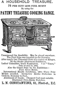 Patent: An advert for the patent treasure cooking range