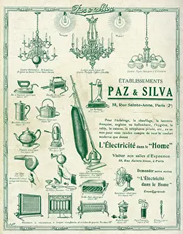 Kettle: Advert for Paz & Silva electrical household items 1913
