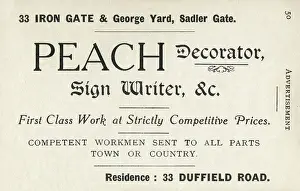 Sadler: Advertisement for Peach, decorator and sign writer, Derby
