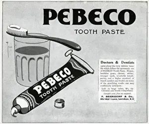 Toothbrush: Advertisement for Pebeco toothpaste