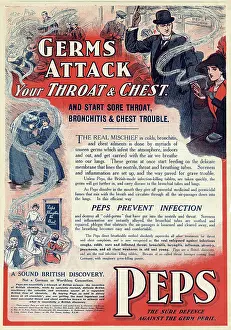 Sore: Advert for Peps prevention against germ peril 1915