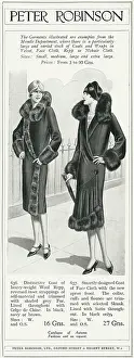 Robinsons: Advert for Peter Robinson women's coats 1927