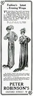 Poplin: Advert for Peter Robinson's evening wraps 1912