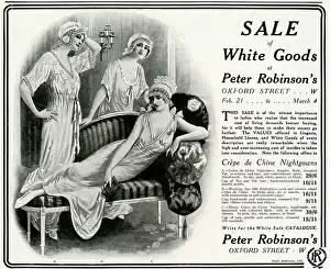 Nightdresses: Advert for Peter Robinson's nightdresses 1916