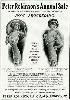 Lacing: Advert for Peter Robinson's women's undergarments 1912