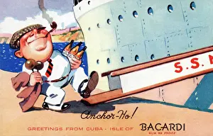 Maracas: Advertising postcard for Bacardi Rum from Cuba