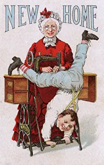 Treadle: Advertising postcard - New Home Sewing Machine
