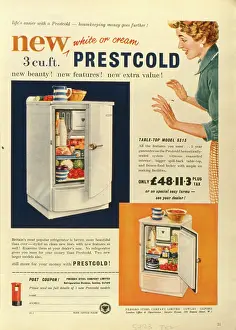 Admiring: Advertisement for Prestcold refrigerator