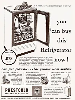 Fridge: Advert for Prestcold table top refrigerator 1951