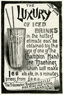 Cubes: Advert for Pulsometer Engineering, luxury iced drinks 1894