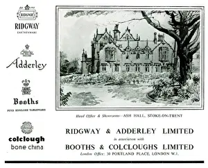 Earthenware: Advert, Ridgway & Adderley, Booths & Colcloughs