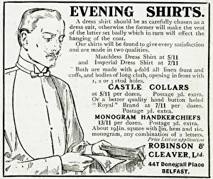 Monogrammed: Advert for Robinson & Cleaver Ltd evening shirts 1914