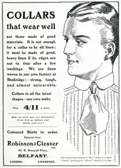 Collars: Advert for Robinson & Cleaver Ltd men's collars 1910
