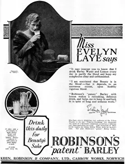 Laye: Advert for Robinson's Barley, 1927