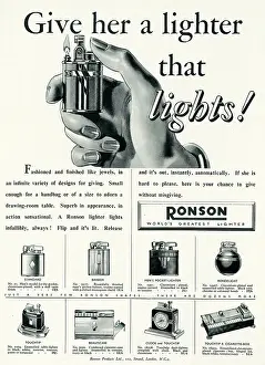Lighters: Advert for Ronson lighters 1938