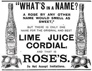 Juice: An advertisement for Rose's lime juice cordial