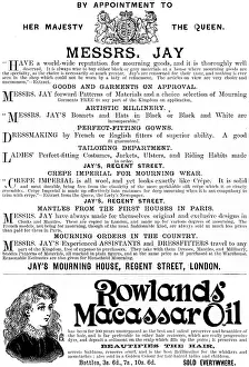 Jays: Advertisement for Rowlands Macassar Oil, 1892