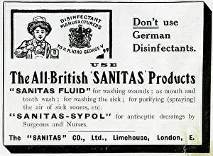 Purifying: Advertisement for Sanitas disinfectant, WW1