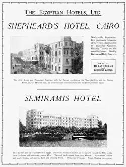 Shepheards: Advertisement, Shepheard's and Semiramis Hotels, Egypt