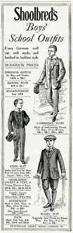 Shoolbred: Advert for Shoolbred's boys school uniforms 1915