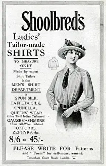 Twill: Advert for Shoolbred's ladies shirts 1914