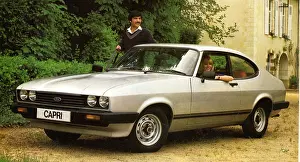 Sleek: Advertisment for silver Ford Capri, Mark III