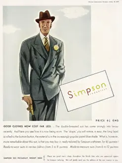 Simpsons: Advert for Simpson Piccadilly - Men's Suits 1937