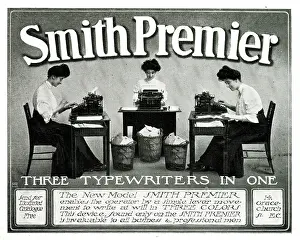 Typewriter: Advert, Smith Premier, Three Typewriters in One