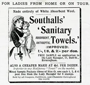 Sanitary: Advert for Southalls sanitary towels 1898