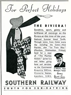 Bleu: Advertisement for Southern Railway - South for Sunbathing