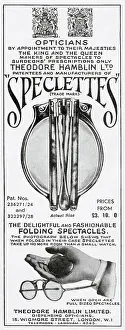 Prescription: Advert for Speclettes, folding spectacles 1931