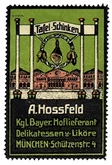 Distributor: advertising, stamps, A. Hossfeld, table ham