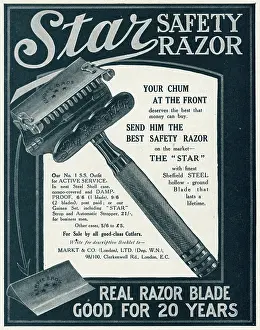 Shaver: Advert for Star safty razor 1915